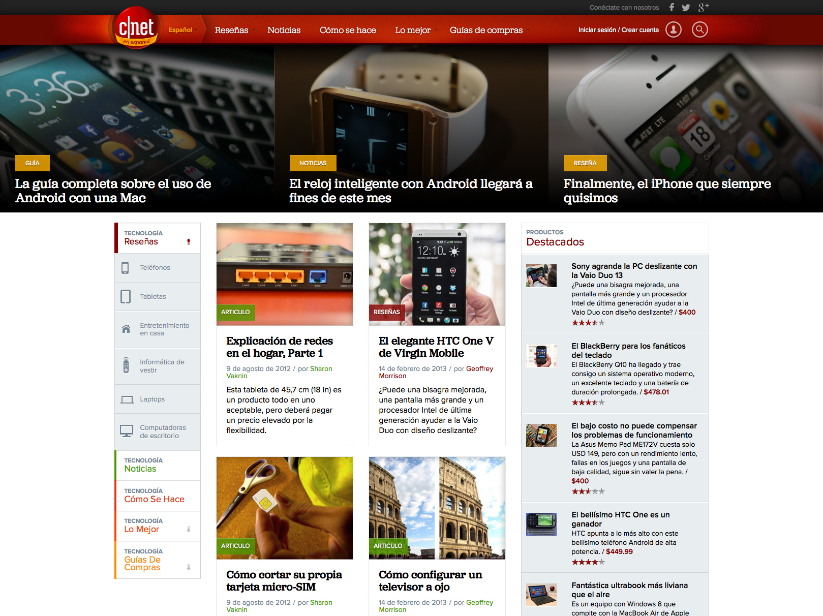 CNET en español home page